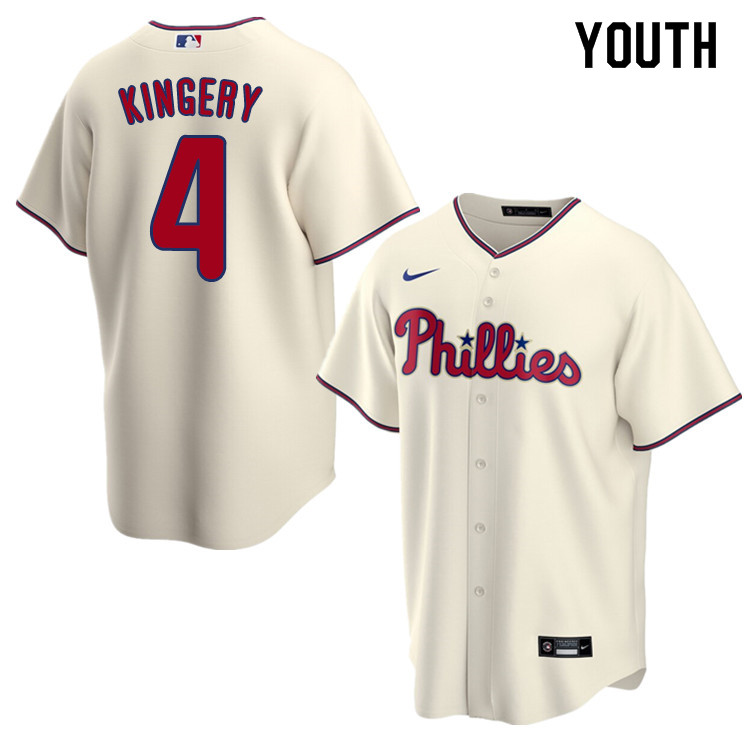 Nike Youth #4 Scott Kingery Philadelphia Phillies Baseball Jerseys Sale-Cream